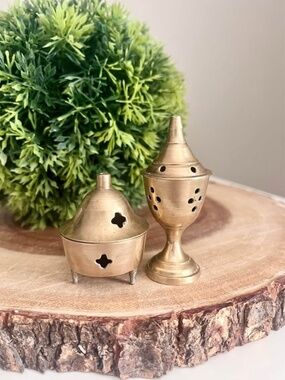 Vintage Brass Incense Burners Set of 2 – Pierced Brass Decor / Boho Home
